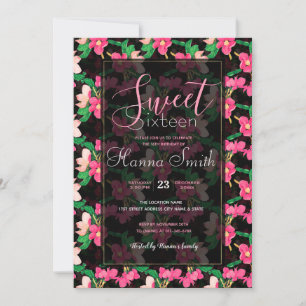 Mooie Roze Bloesem Bloemen Verf Zwart Design Kaart