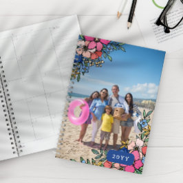 Mooie Roze Blos Blauw Bloemen Familie Foto Planner