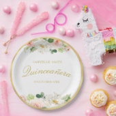 mooie roze blos bloemen Quinceanera Papieren Bordje (Feest)