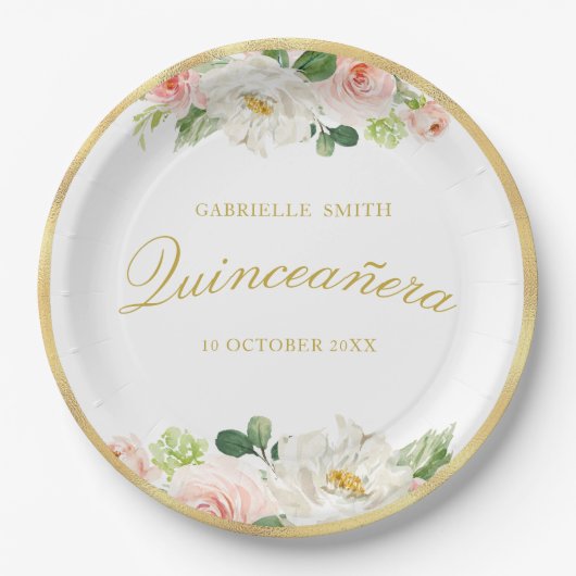mooie roze blos bloemen Quinceanera Papieren Bordje (Voorkant)