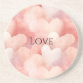 Mooie Roze Blos Hartjes Liefde Zandsteen Onderzetter (Voorkant)