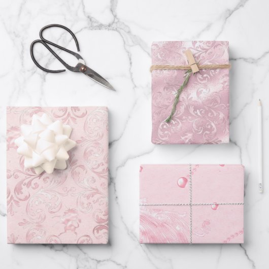 Mooie roze blos parel bruiloft feest inpakpapier vel (Voorkant)