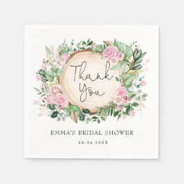 Mooie Roze Blush Bloem Groene Bruiloft Feest Servet