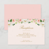 Mooie roze blush bloemen bruiloft receptie kaart (Voorkant / Achterkant)