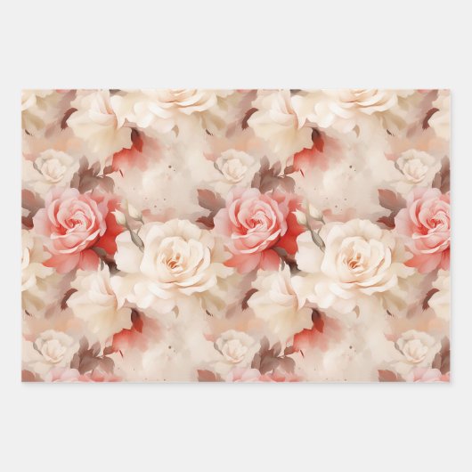 Mooie Roze Blush Cream Bloem Inpakpapier Vel (Voorkant 3)