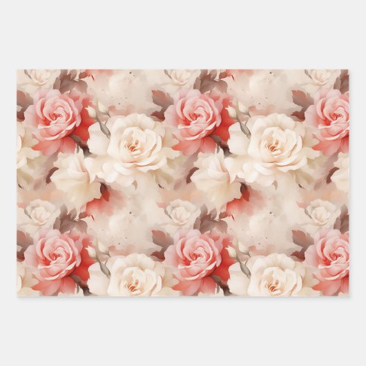 Mooie Roze Blush Cream Bloem Inpakpapier Vel (Voorkant)