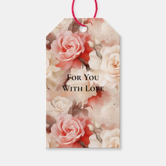 Mooie Roze Blush Cream Bloemig Cadeaulabel (Voorkant)