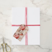 Mooie Roze Blush Cream Bloemig Cadeaulabel (Met Touw)