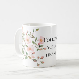 Mooie Roze Blush Cream Bloemig Koffiemok