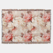 Mooie Roze Blush Cream Roos Bloem Deken (Voorkant)