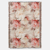 Mooie Roze Blush Cream Roos Bloemig Deken (Voorkant Verticaal)
