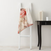 Mooie Roze Blush Cream Roos Bloemig Sherpa Deken (In situ)