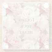 Mooie Roze Blush Crème Bloemachtige Bruiloft Feest Glazen Onderzetter (Achterkant)