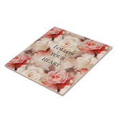 Mooie Roze Blush Crème Bloemachtige Bruiloft Tegeltje (Zijkant)