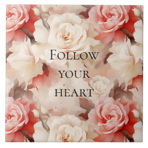 Mooie Roze Blush Crème Bloemachtige Bruiloftsshowe Tegeltje