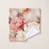 Mooie Roze Blush Crème Roos Bloemig Bad Handdoek (Wasdoekje)