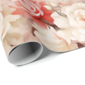 Mooie Roze Blush Crème Roos Bloemige Trouw Cadeaupapier (Rol Hoek)