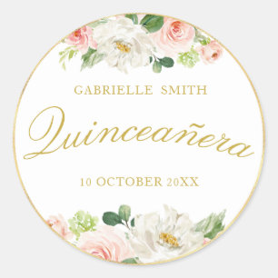 mooie roze blush floral Quinceanera sticker