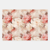 Mooie Roze Blush Harten Bloemen Verjaardag Inpakpapier Vel (Voorkant 2)