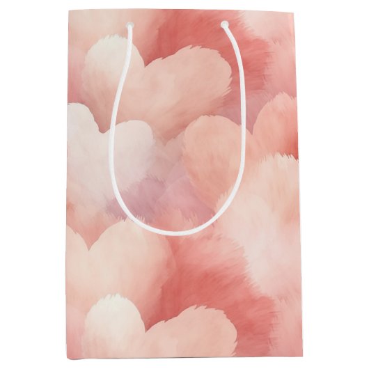 Mooie Roze Blush Harten Medium Cadeauzakje (Voorkant)