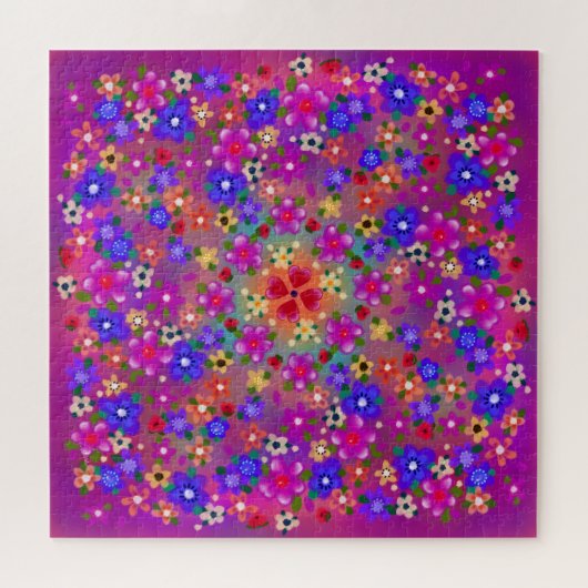 Mooie Roze Boho Bloemen Legpuzzel (Horizontaal)