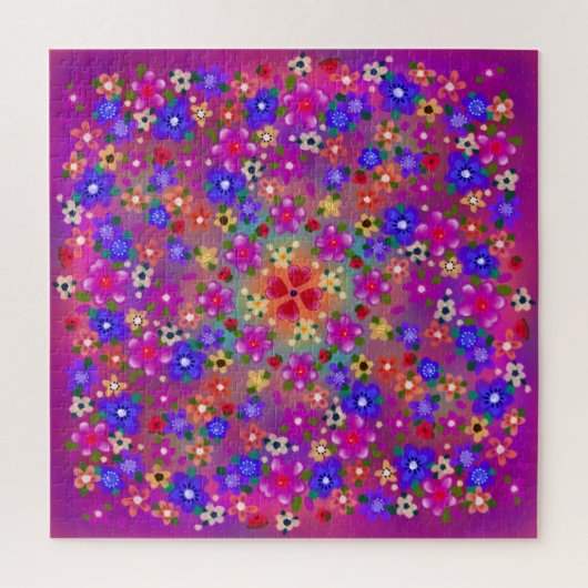 Mooie Roze Boho Bloemen Legpuzzel (Verticaal)