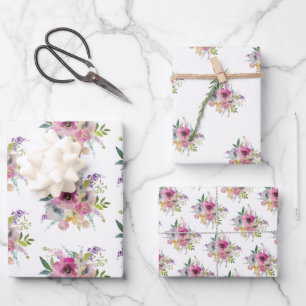 Mooie Roze Boho Bloemenboeket Inpakpapier Vel