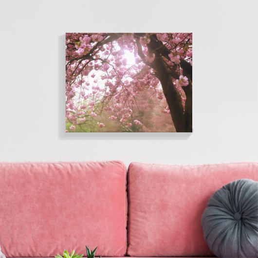 Mooie roze boombladerdoek. canvas afdruk (Insitu (Woonkamer))