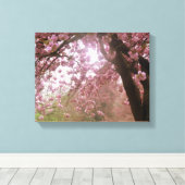 Mooie roze boombladerdoek. canvas afdruk (Insitu (Houten vloer))