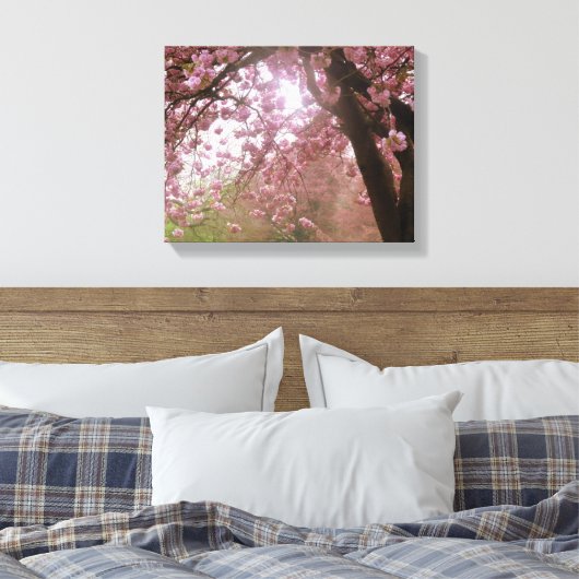 Mooie roze boombladerdoek. canvas afdruk (Insitu (Slaapkamer))