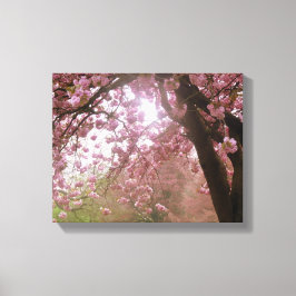 Mooie roze boombladerdoek. canvas afdruk