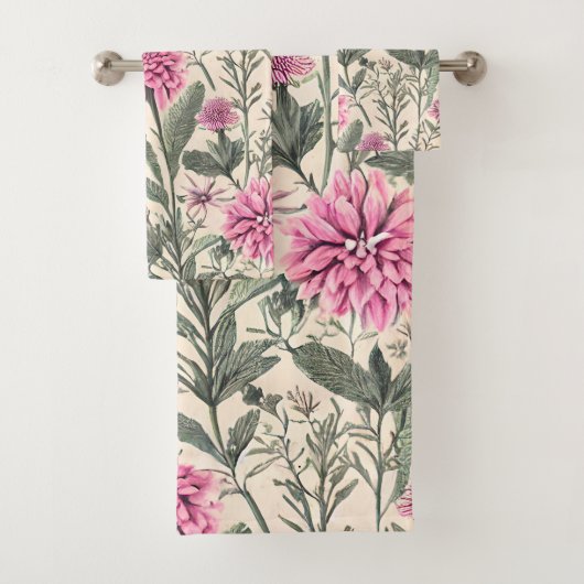 Mooie Roze Botanische Bad Handdoek (Insitu)