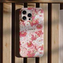 Mooie Roze Botanische Bloementuin Naam Custom iPhone 16 Pro Hoesje