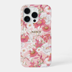 Mooie Roze Botanische Bloementuin Naam Custom iPhone 16 Pro Hoesje