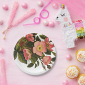 Mooie Roze Botanische Oude Rozen Papieren Bordje (Feest)
