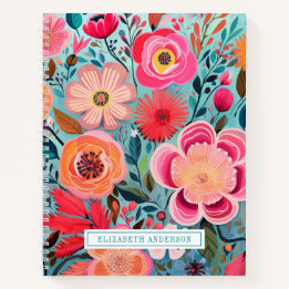 Mooie Roze Botanische Stijlvolle Bloemige Dagboek Notitieboek