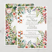 Mooie Roze Botanische Verjaardagslunch  Kaart (Voorkant / Achterkant)