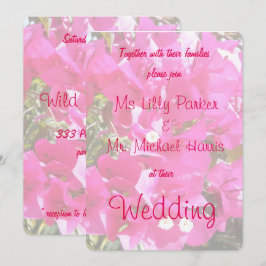 Mooie Roze Bougainvillea Print Wedding Kaart