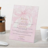 Mooie Roze Bow Ribbon Sweet 16 1st Birthday Menu Reclamebord Met Voetstuk (Insitu)