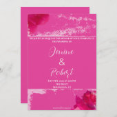 Mooie, roze bruiloft-uitnodiging kaart (Voorkant / Achterkant)