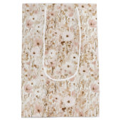 Mooie Roze Bruine Bloemrijke Bruiloft Medium Cadeauzakje (Achterkant)