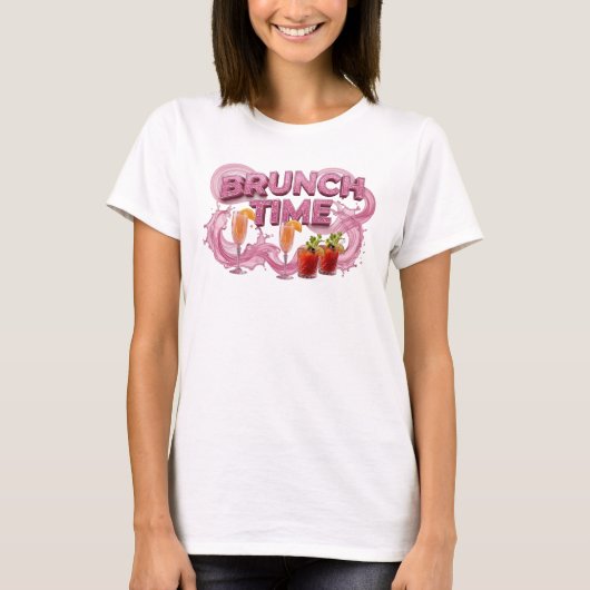 Mooie Roze BRUNCH TIJD Shirt Ontwerp (Voorkant)