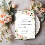mooie roze brutale trouwuitnodiging kaart<br><div class="desc">bloemontwerp met aangepaste tekst</div>