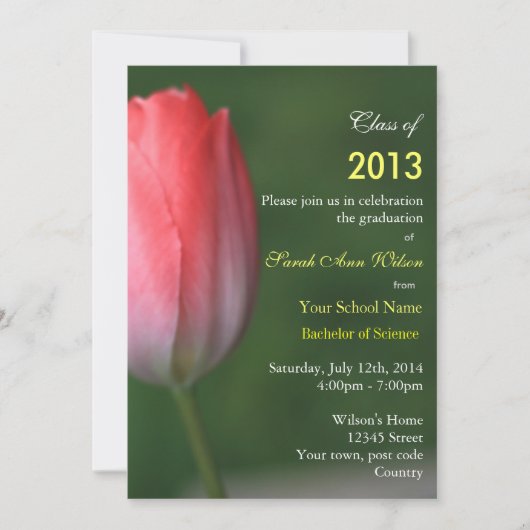 Mooie roze buikbloemgraduatie kaart (Voorkant)