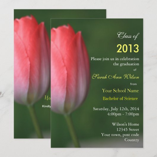 Mooie roze buikbloemgraduatie kaart (Voorkant / Achterkant)