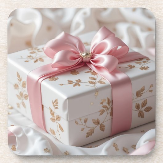 mooie roze cadeau doos bier onderzetter (Voorkant)