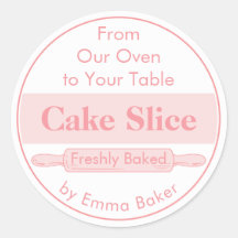 Mooie Roze Cakestuk Bakkerij Label Sticker