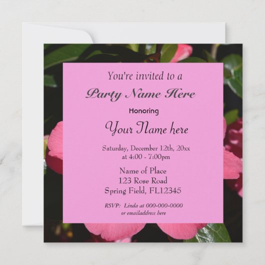 mooie roze camellia bloem alle feest kaart (Achterkant)