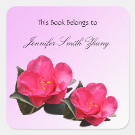 mooie roze camellia bloemen boek sticker