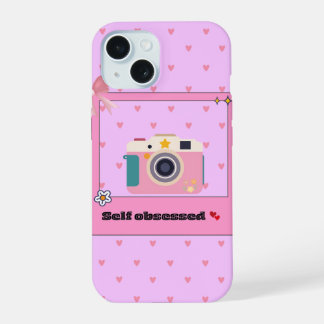 Mooie Roze Camerahoesje voor Telefoon met Retro Ui iPhone 15 Case